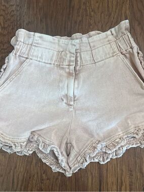 Dear John Pale Blush Ruffle Hem Paper Bag High Waist Shorts
